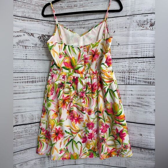 J. Crew Dress Womens Size 14 Printed Seaside Cami Floral Colorful Summer satin - Picture 3 of 11